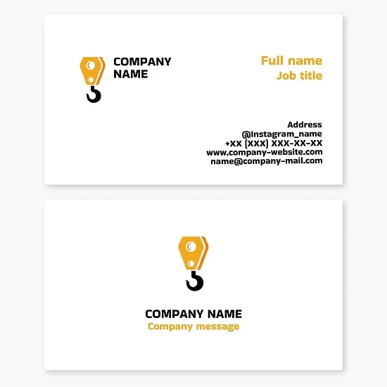 Business card template for capital construction. Crane services.