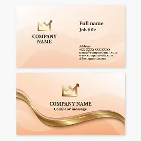 Business card template. Financial company. Corona, income graph upwards.