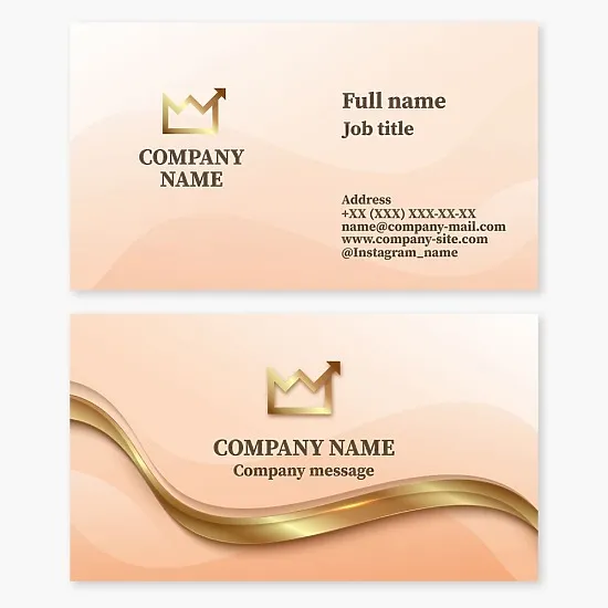 Business card template. Financial company. Corona, income graph upwards.