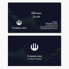 Business card template for piano, music