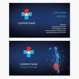 Business card template Medicine of diseases of the musculoskeletal system, massage, treatment of diseases of the spine