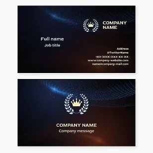 Laurel Wreath and Crown Logo Business Card Template. Leadership, VIP Club.