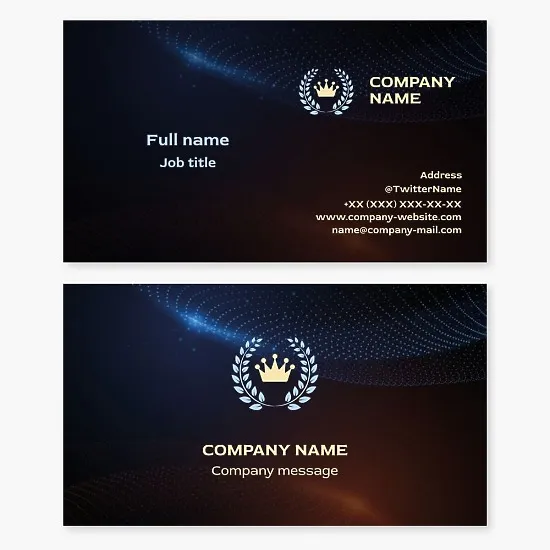 Laurel Wreath and Crown Logo Business Card Template. Leadership, VIP Club.