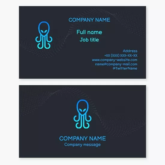 Octopus business card template, symbol of wisdom and power