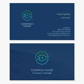 Solar energy business card template. Green energy, solar panels, electricity storage and sale. Letter O, C.