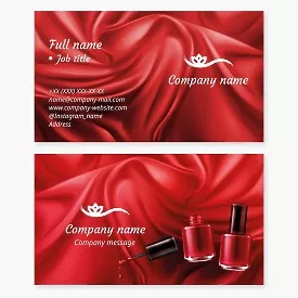 Red Silk Makeup Artist Business Cards, Nail service