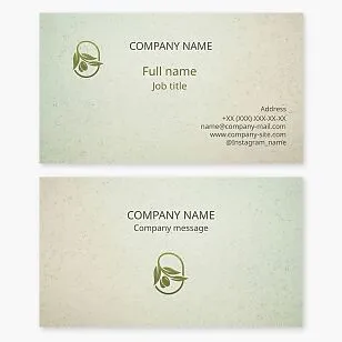 Business card template. Olive. Letter O.
