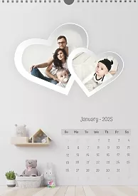 Calendar template Young family in children's interiors