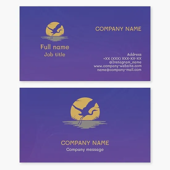 Business card template Crane. Poetry