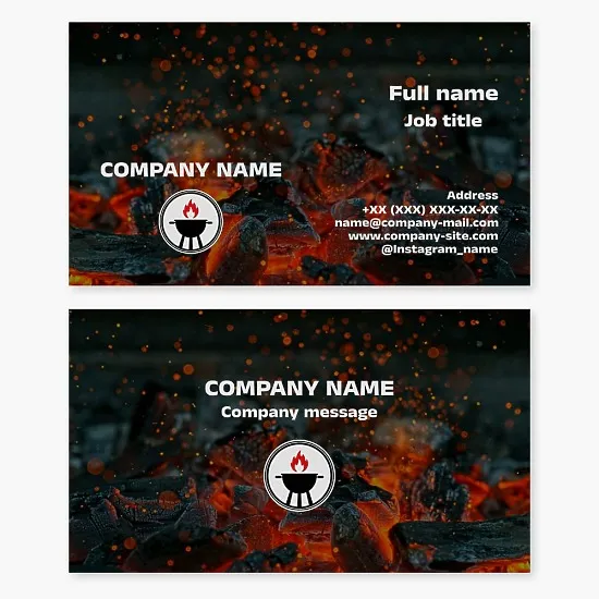 Business card template. Rental of picnic and barbecue spots, gazebos, equipment, and supplies.