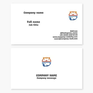Business card template. Pet store. Pet supplies.