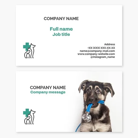 Business card template. Veterinary services.