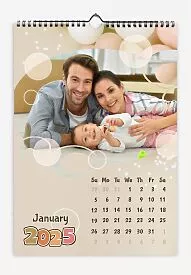 Calendar template Young family and their little daughter