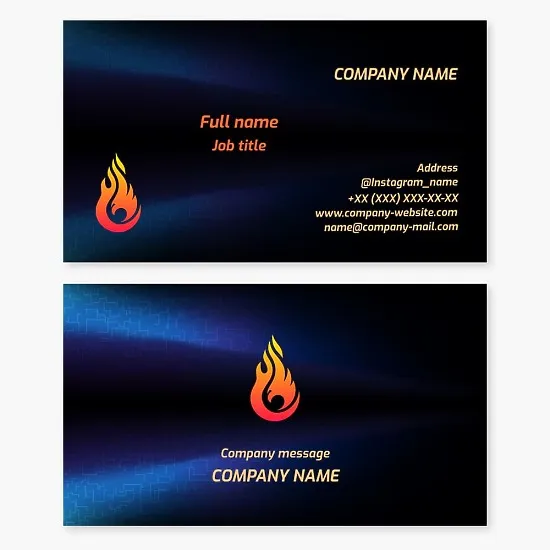 Abstract business card template with Eagle Flame logo. Phoenix bird, symbol of rebirth, renewal, immortality and eternal life.