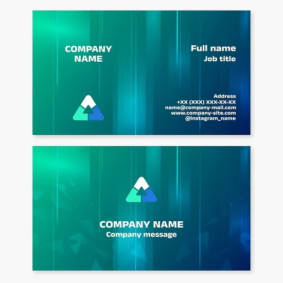 Business card template. Progress, innovation, development, and growth. Technology and the future. Teamwork and unity. Education and training.