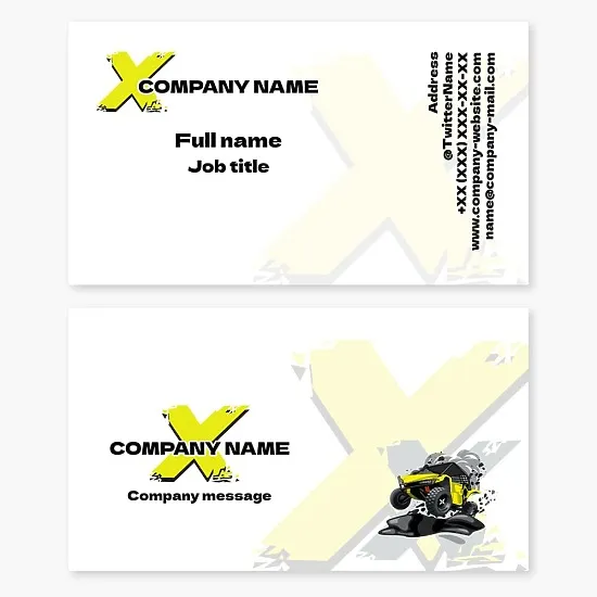 ATV Business Card Template, Quad bike, Letter X