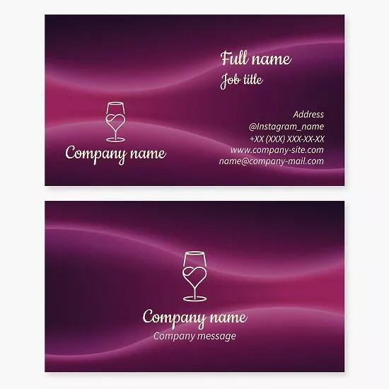 Heart Wine Glass Business Card Template