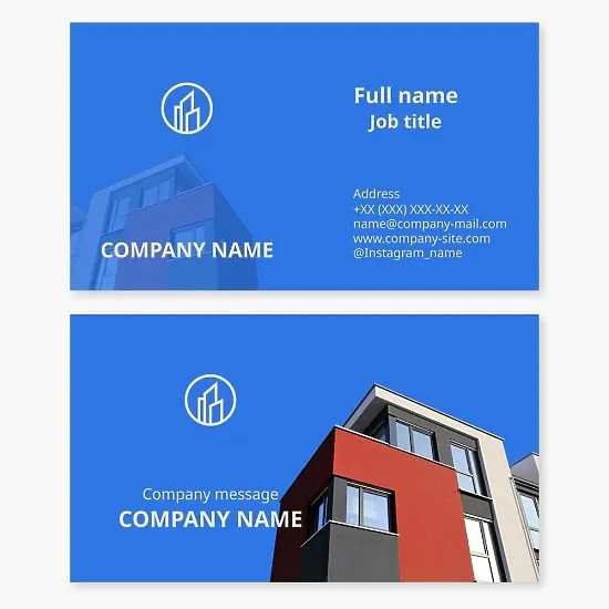 Business card template. Capital construction. Real estate. Realtor. Letter O.