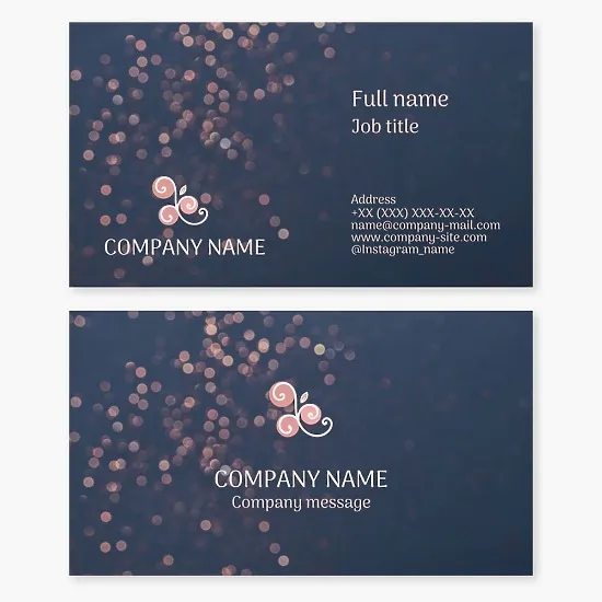 Business card template. Beauty. Flower pattern. Women's brand, store, salon.