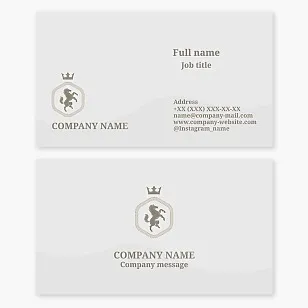 General business card template. A horse rearing up. Crown.