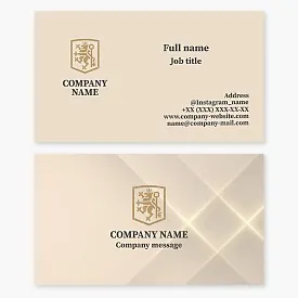 Business card template with heraldic coat of arms "Lion and Key". Real estate. Home security.