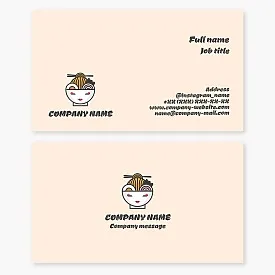 Restaurant business card template. Noodles, Chinese, Korean and Japanese cuisine.