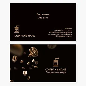 Business card template. Coffee beans. Coffee grinder. Cafe.