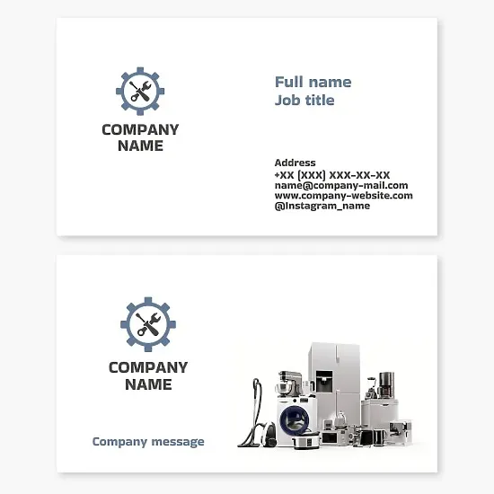 Business card template. Repair of household appliances.