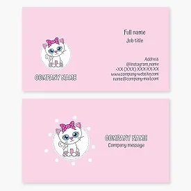 Business card template. Kitten. Children's toys.
