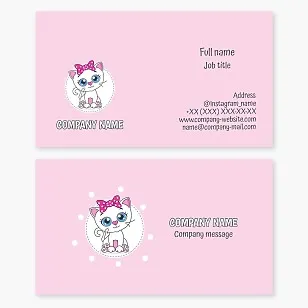 Business card template. Kitten. Children's toys.