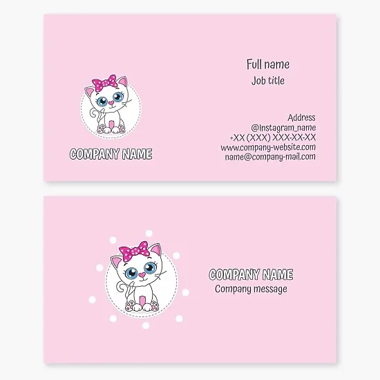 Business card template. Kitten. Children's toys.