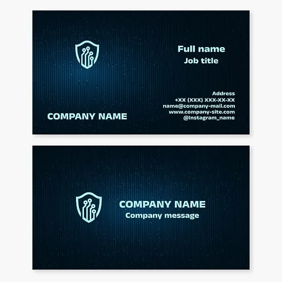 Business card template. Cybersecurity. Digital data storage and protection.