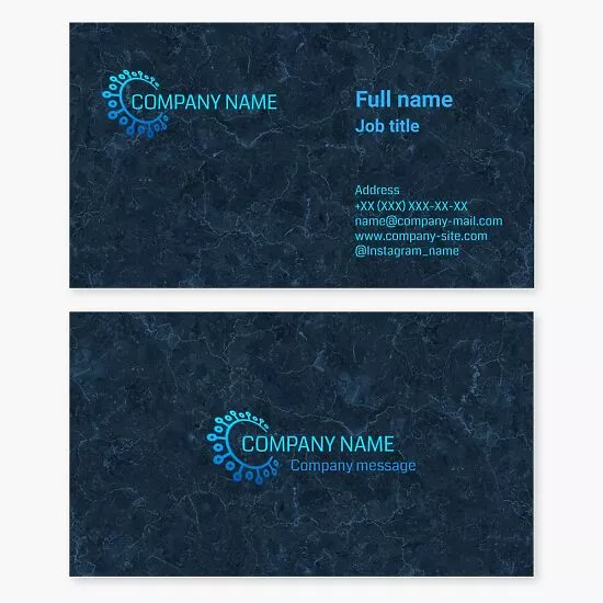 Business card template. Electronic components, devices, and gadgets. Circuit board. Letter C.