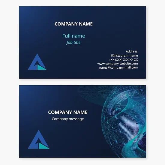 Business card template for global networking. Development vector up.