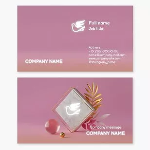 Pink Abstract Business Card Template with Dove Logo