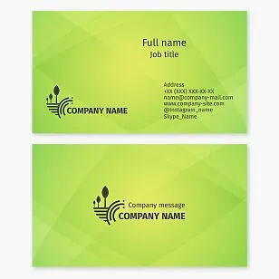 Business card template. Agricultural company, agrofirm. Fields, beds, trees.
