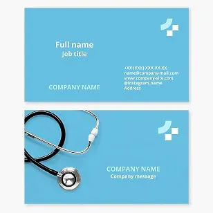 Business card template. Doctor, therapist. Hospital, clinic. Medical cross, stethoscope.