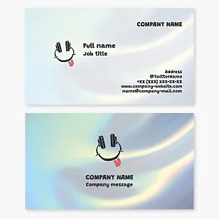 Business card template with headphones. Smiley, DJ, music.