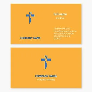 Business card template. Christian church. Biblical cross. Path to God. Preacher, clergyman, missionary.