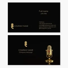 Golden Microphone | Podcast Host, Vocalist | Business Card Template.