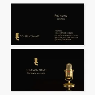 Golden Microphone | Podcast Host, Vocalist | Business Card Template.