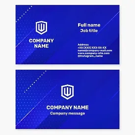Business card template. Shield, trident. Security agency. Letter W.