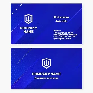 Business card template. Shield, trident. Security agency. Letter W.