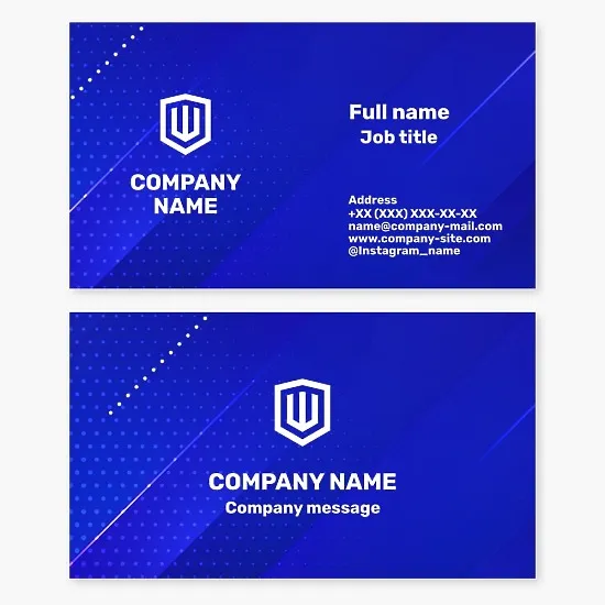 Business card template. Shield, trident. Security agency. Letter W.