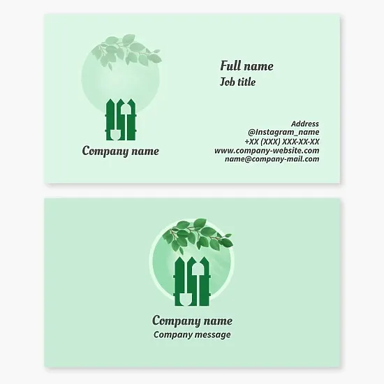 Landscape design business card template. Gardening.