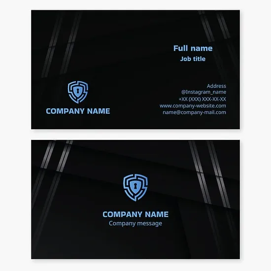 Shield Lock Security Logo Business Card Template. Door and Safe Locks Sales and Repair. Emergency Lock Opening.