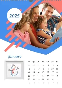 Happy family calendar template with child's drawings on the theme of seasons