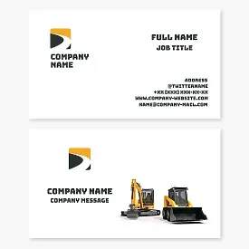 Business card template for road and sidewalk construction; sale, leasing and repair of road equipment.
