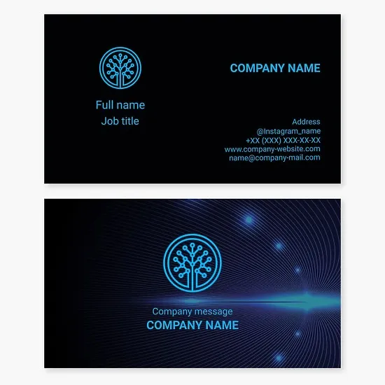 Business card template. Information technology. Production of electronic goods and units.