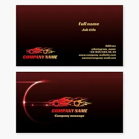 Car on Fire Logo Automotive Business Card Template